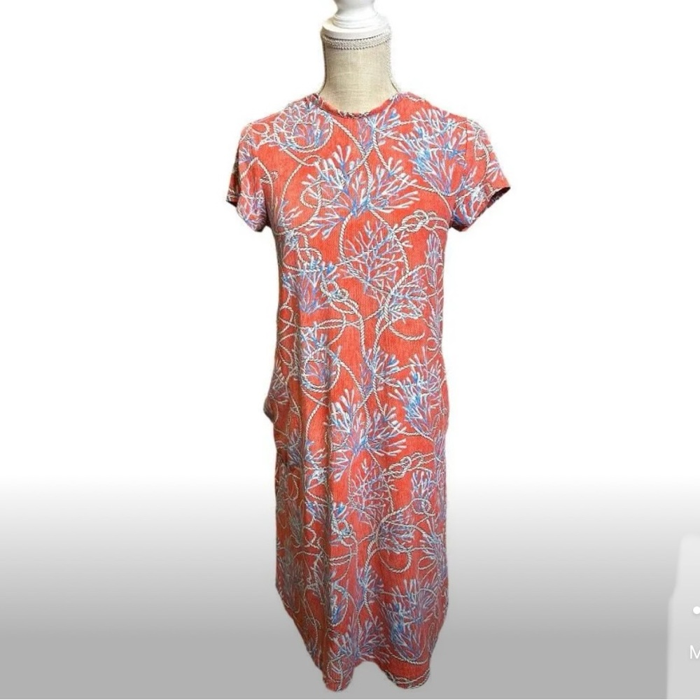 J McLaughlin• Women’s Dress• Catalina Cloth• Coral Pink Rope Knot Print• S• EUC